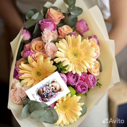 Набор мини открытки - бирки детские с мишками