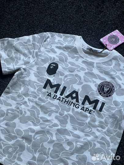 Футболка bape x inter miami белая серая