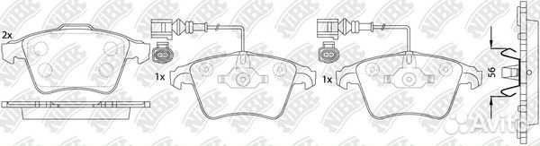 Колодки передние (VW touareg R16 03) (с датчиком)