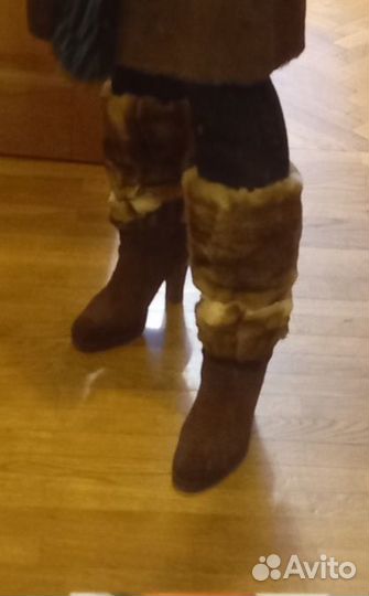 Сапоги/унты Marzetti 39 каблук замша Италия