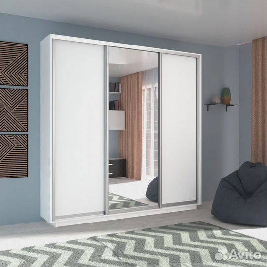 Шкаф купе белый с зеркалом от производителя