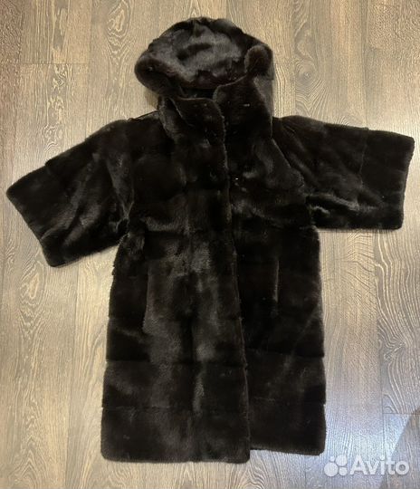 Шуба норковая с капюшоном поперечка 44