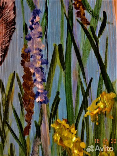 Картина на срезе березы 