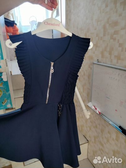 Сарафан школьный синий 140