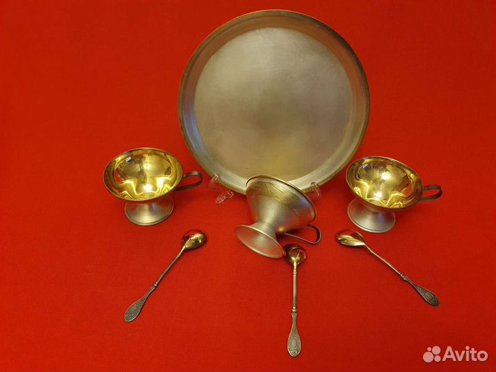 Чайник металлический гдр, стопки, чашки Мельхиор