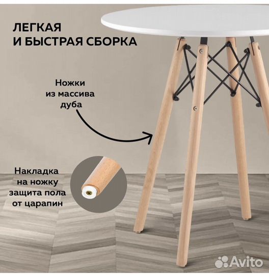 Стол обеденный ridberg DSW eames White 70x75