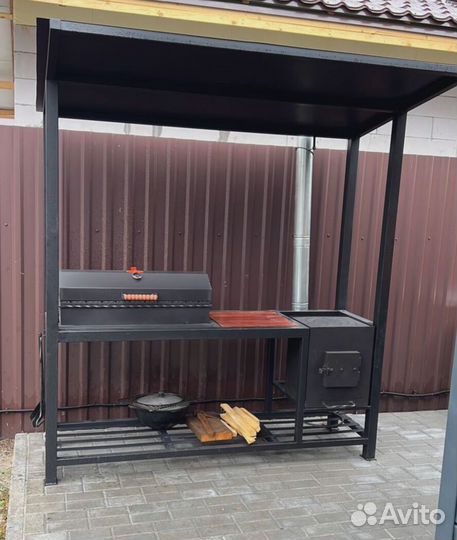 Мангал с печью и столиком