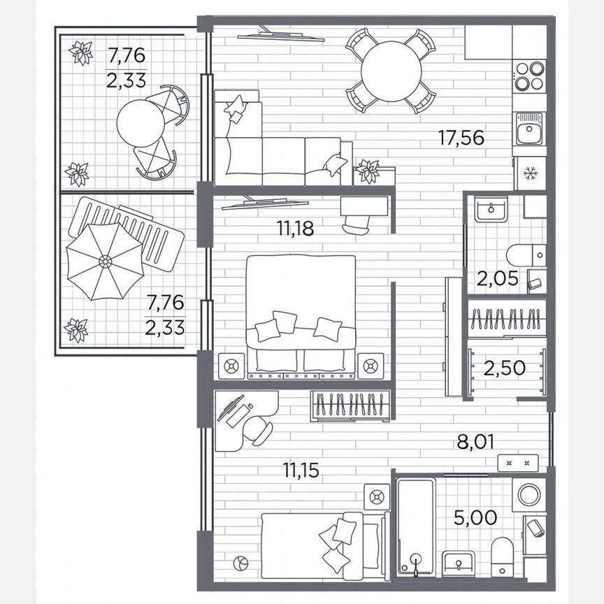 2-к. квартира, 62,1 м², 1/5 эт.