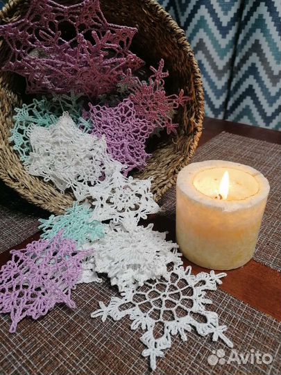 Снежинки вязаные крючком, новогодний декор