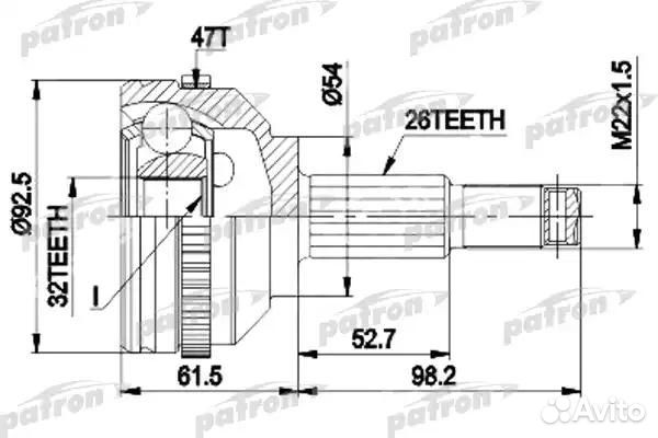 ШРУС наружн к-кт 26x54x32 ABS47T chrysler voyager II 95 - 01