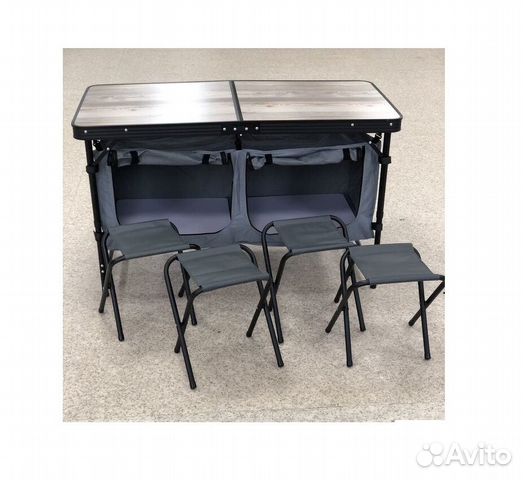 Стол-кухня походная складная + стульчики 4 штуки
