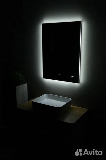 Зеркало Jorno Kvadro 80 с подсветкой и часами