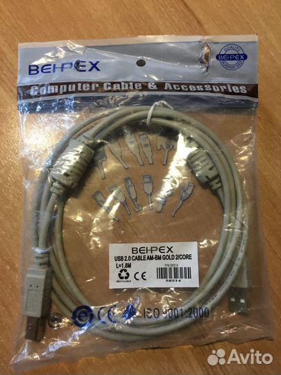 Кабель USB 2.0 AM-BM марки Behpex 1,8 м