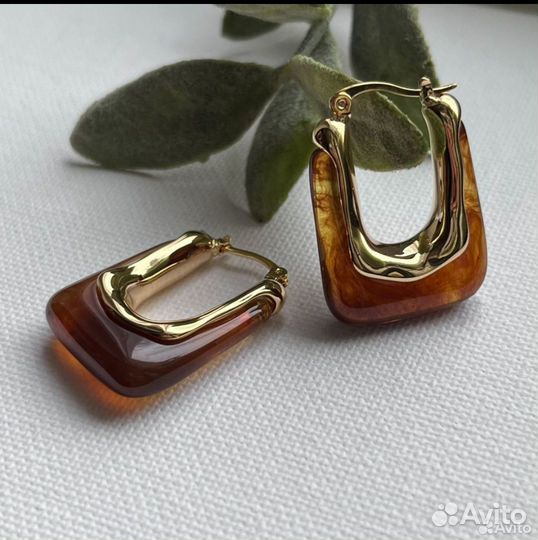 Серьги Celine янтарные