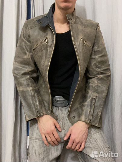 Винтажная кожаная куртка из кожи буйвола