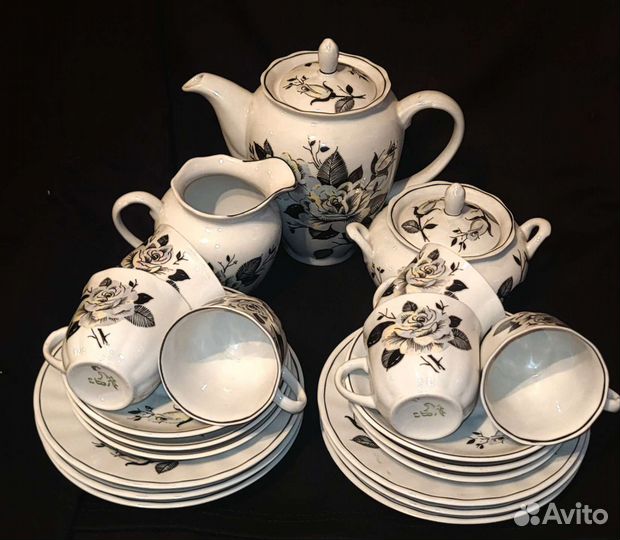 Редкий кофейный сервиз Вербилки, Чёрная роза, СССР