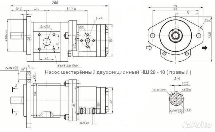 Насос секционный GP2.5K28/2К10R-A333AA-F Гидросила