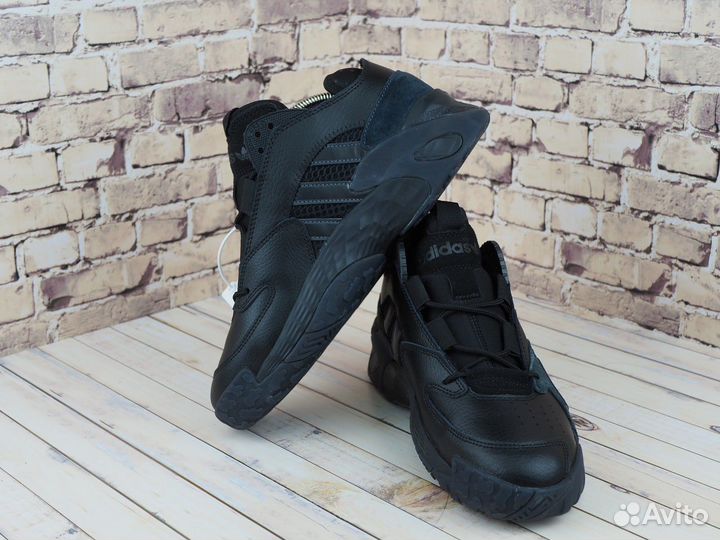 Adidas мужские кроссовки кожаные: лух 41 45 чёрные