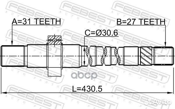 Полуось правая 27x429x31 Renault Captur J5 H5