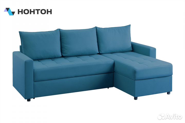 Диван угловой дельфин Виктория 2-1 Комфорт синий