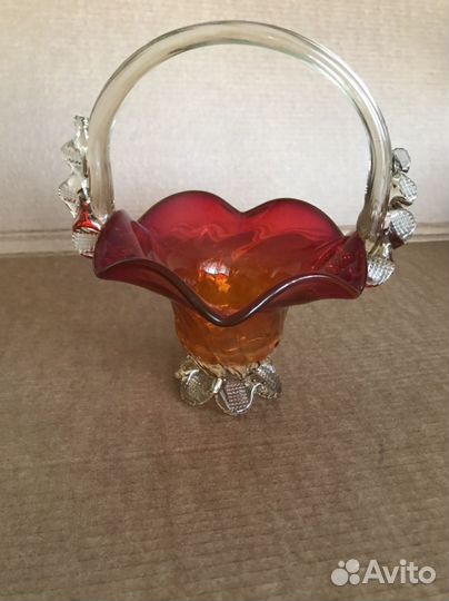 Ваза конфетница цветное стекло СССР