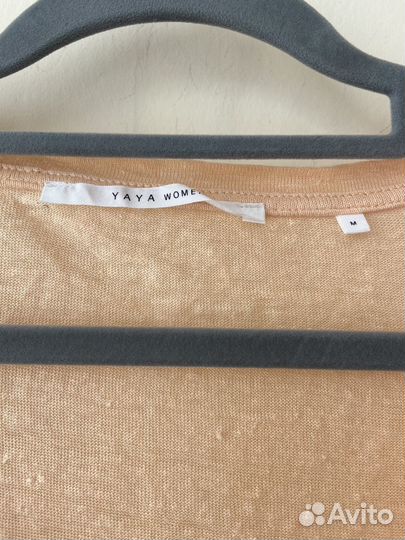 Футболка женская льняная персикового цвета 46-48