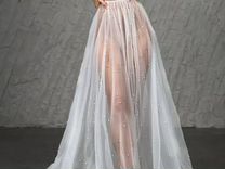Платье вуаль свадебное, для фотосессии с жемчугом