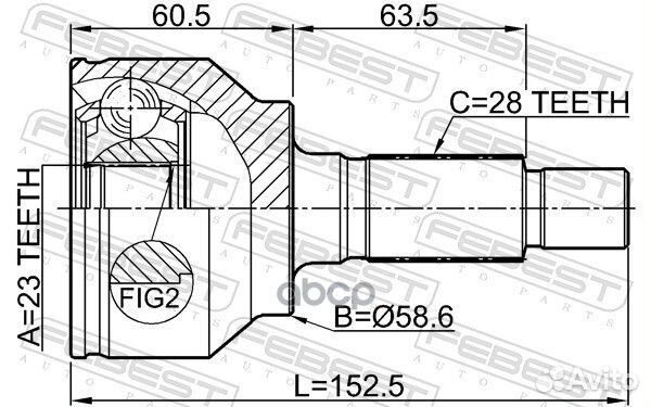 ШРУС наружный 23X58.6X28 mazda 3 BL 08- 0510BLA