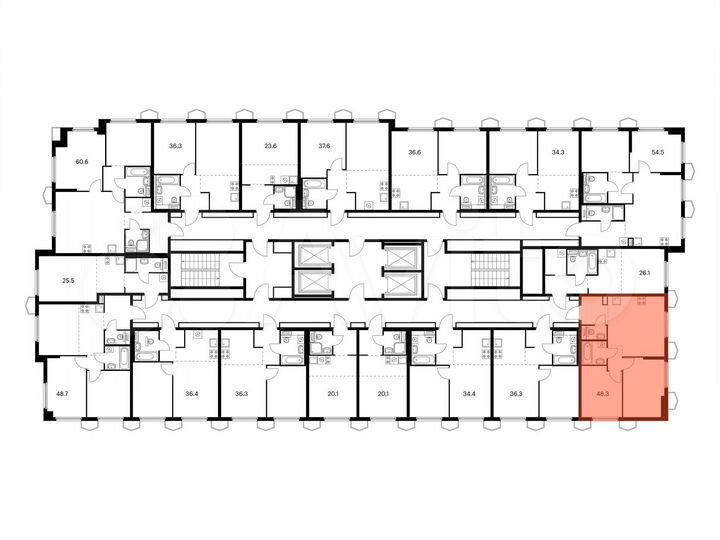 2-к. квартира, 48,3 м², 21/24 эт.