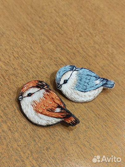 Брошь ручной работы винтаж птица аксессуар серьги