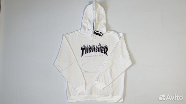 Худи Thrasher Death Pink Flame Logo White