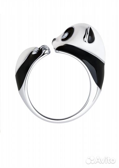 Кольцо с эмалью и фианитами