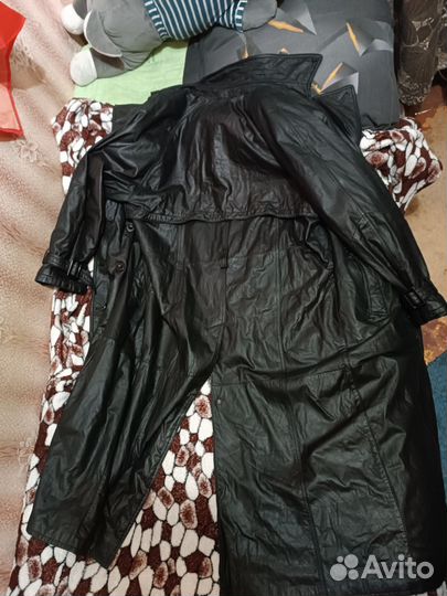 Кожаный плащ мужской длинный под рост 175-185