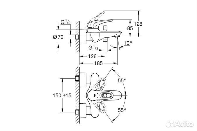 Смеситель для ванны Grohe Eurostyle (33591003)