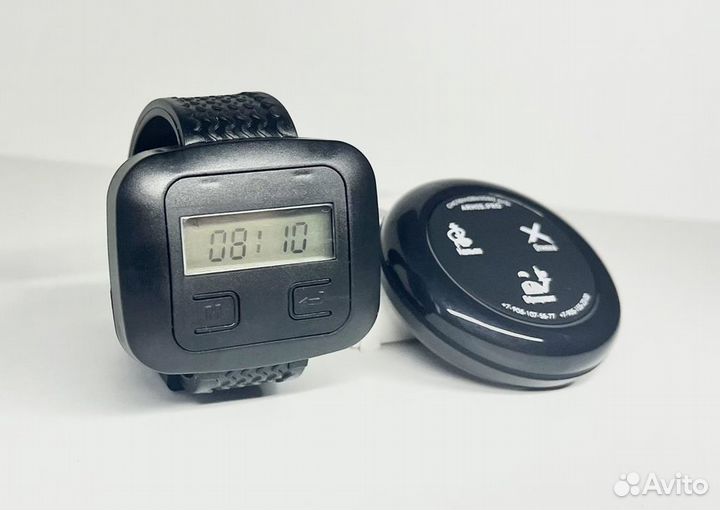 Часы и кнопки вызова официанта в ассортименте