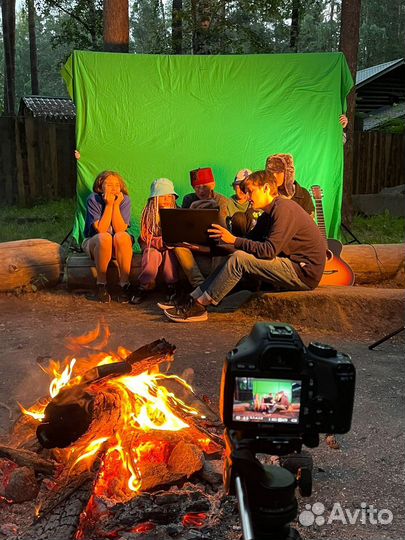 Хромакей 3/6 м. со стойками 3,7/3 м. Зеленый фон