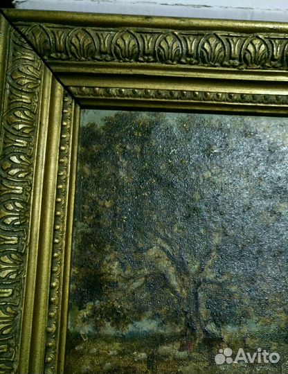 Старинная картина пейзаж середины 19 века Европа