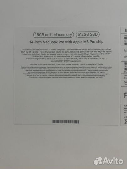 Macbook pro 14 M3 Pro 2023 18/512 Silver MRX63