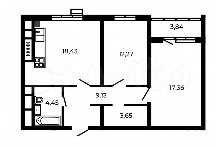 2-к. квартира, 67,2 м², 5/5 эт.