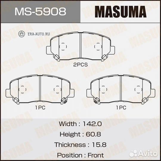 Masuma MS-5908 колодки дисковые передние\ Mazda CX-5 2.0/2.0D 11