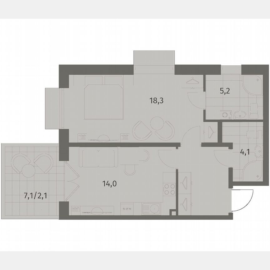 1-к. квартира, 50,5 м², 1/8 эт.
