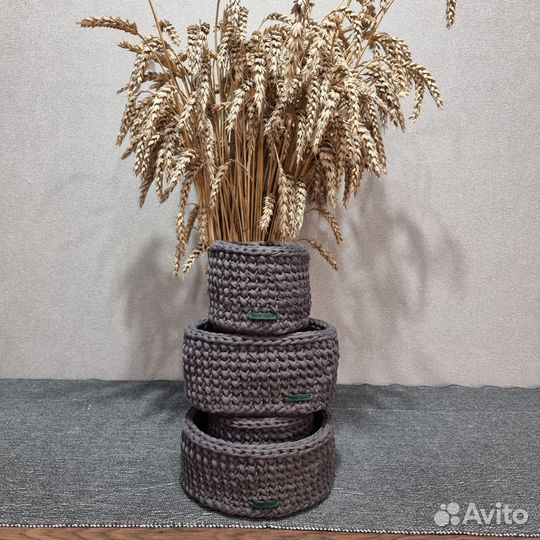 Корзинка из трикотажной пряжи. Набор