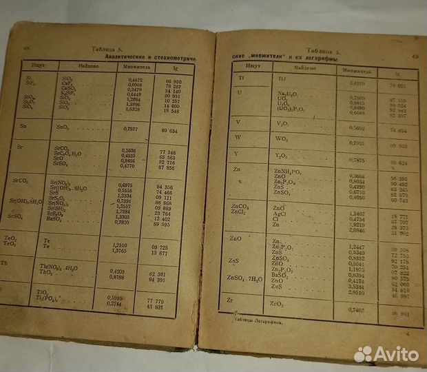 Книга логарифмичекие таблицы для химиков 1930