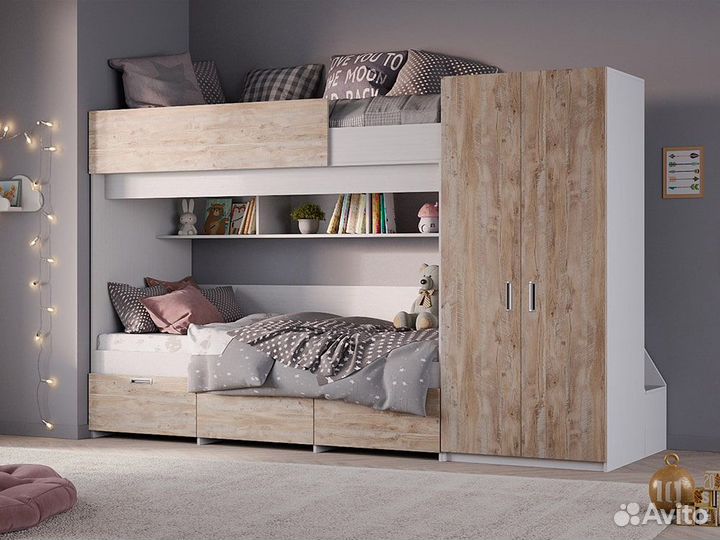 Кровать heidelberg, Белый текстурный + Дуб Юкон (9