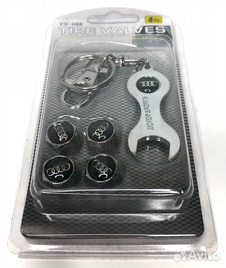 Колпачки на ниппеля - audi (с ключом/черный) (Серы