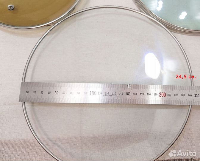 Крышки стеклянные без ручки 16,5-18,5-24,5 см