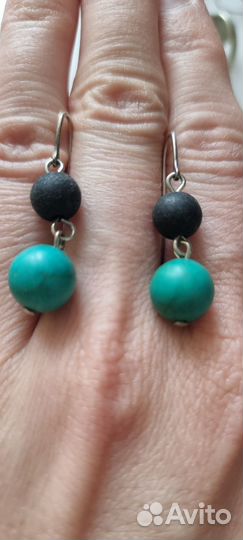 Серьги с бирюзой и лавой