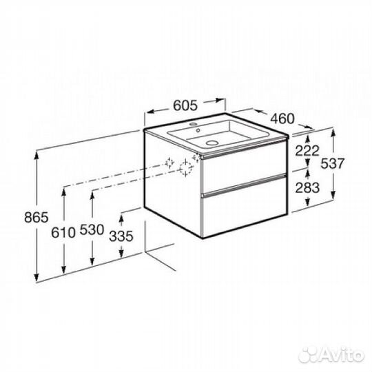 Тумба с раковиной Roca GAP 857550806 60 2 ящика (б