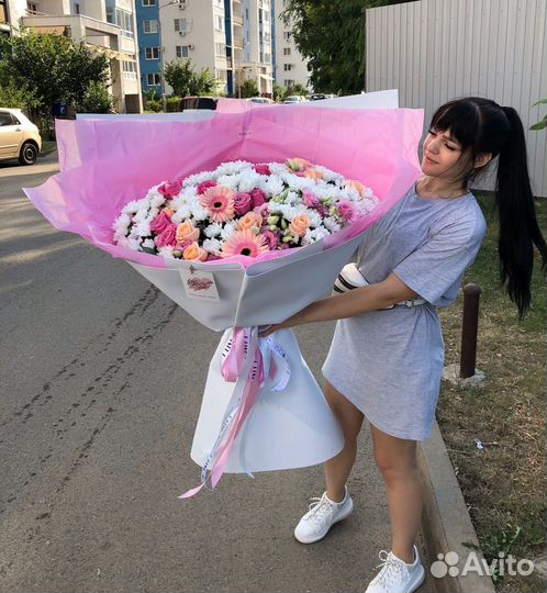 Большой букет микс цветов. Доставка беспл 24/7