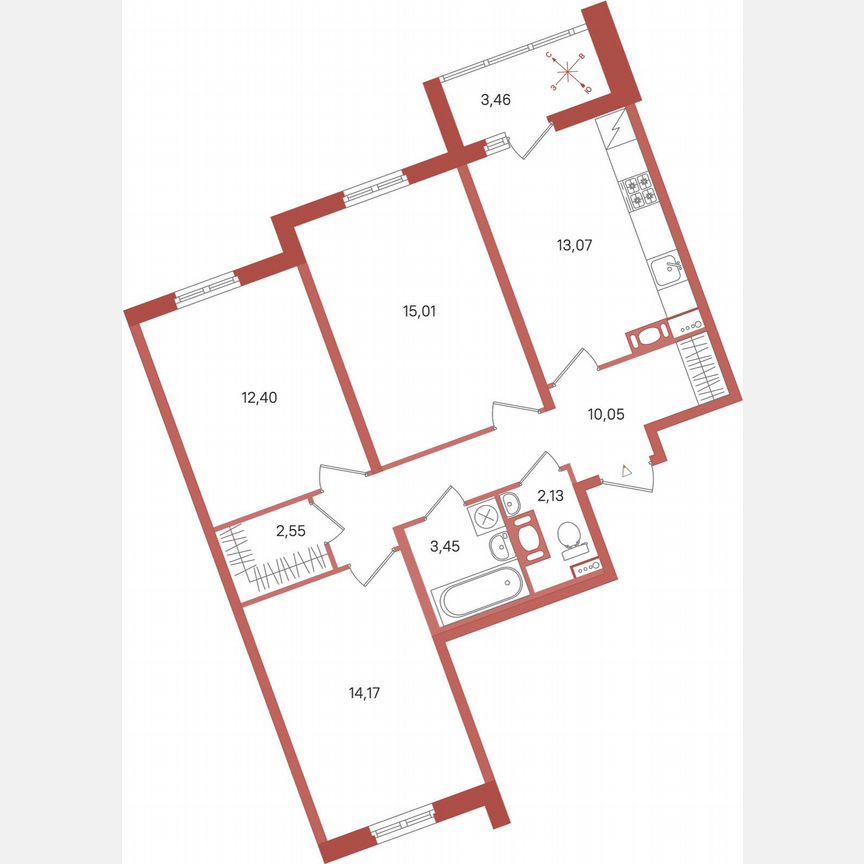 3-к. квартира, 74,6 м², 4/11 эт.